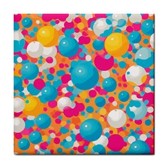 Circles Art Seamless Repeat Bright Colors Colorful Tile Coaster by Maspions