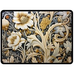 Flower Floral Pattern Floral Digital Spring Flora Botanical Blossom Bloom Vintage Fleece Blanket (large) by Maspions