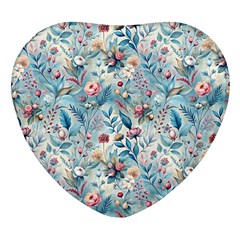 Floral Background Wallpaper Flowers Bouquet Leaves Herbarium Seamless Flora Bloom Heart Glass Fridge Magnet (4 Pack) by Maspions