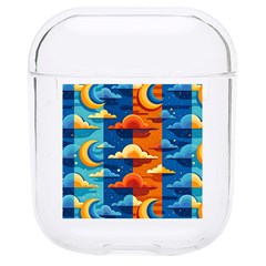 Clouds Stars Sky Moon Day And Night Background Wallpaper Hard Pc Airpods 1/2 Case by Maspions