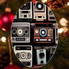Retro Cameras Old Vintage Antique Technology Wallpaper Retrospective Uv Print Acrylic Ornament Oval by Grandong