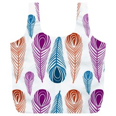 Pen Peacock Colors Colored Pattern Full Print Recycle Bag (xl) by Maspions