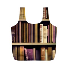 Books Bookshelves Office Fantasy Background Artwork Book Cover Apothecary Book Nook Literature Libra Full Print Recycle Bag (m) by Posterlux