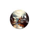Village Reflections Snow Sky Dramatic Town House Cottages Pond Lake City Golf Ball Marker Front