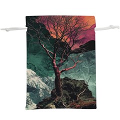 Night Sky Nature Tree Night Landscape Forest Galaxy Fantasy Dark Sky Planet Lightweight Drawstring Pouch (xl) by Posterlux