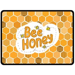 Bee Honey Honeycomb Hexagon Fleece Blanket (large) by Maspions