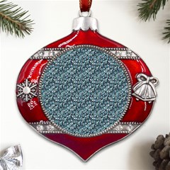 Blue Paisley Metal Snowflake And Bell Red Ornament by DinkovaArt