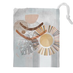 Boho Background Leaves Botanical Drawstring Pouch (4xl) by Maspions