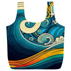 Waves Ocean Sea Abstract Whimsical Art Full Print Recycle Bag (xxl) by Maspions
