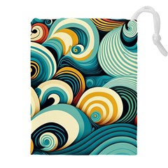 Wave Waves Ocean Sea Abstract Whimsical Drawstring Pouch (4xl) by Maspions