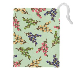 Berries Flowers Pattern Print Drawstring Pouch (4xl) by Maspions