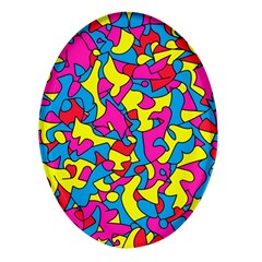 Colorful-graffiti-pattern-blue-background Oval Glass Fridge Magnet (4 Pack) by designsbymallika
