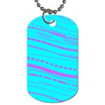 Wave Stripe Pattern Design Aqua Dog Tag (Two Sides) Front