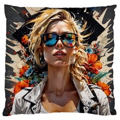 Colorful Model Large Premium Plush Fleece Cushion Case (two Sides) by Sparkle