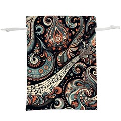 Paisley Print Musical Notes7 Lightweight Drawstring Pouch (xl) by RiverRootz