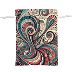 Paisley Print Musical Notes6 Lightweight Drawstring Pouch (XL) Front