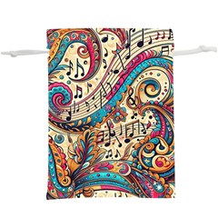 Paisley Print Musical Notes Lightweight Drawstring Pouch (xl) by RiverRootz