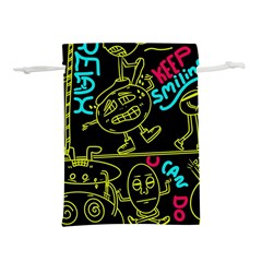 Keep Smiling Doodle Lightweight Drawstring Pouch (l) by Cemarart