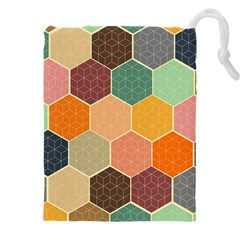 Abstract Hex Hexagon Grid Pattern Honeycomb Drawstring Pouch (4xl) by Proyonanggan