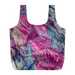 Fuchsia Waves Full Print Recycle Bag (l) by kaleidomarblingart