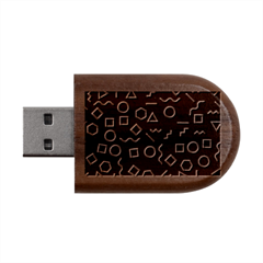 Geometric Seamless Pattern Wood Oval Usb Flash Drive by Hannah976