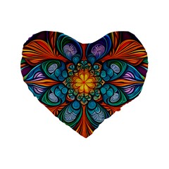 Schwarz Bunt Standard 16  Premium Flano Heart Shape Cushions by 2607694c