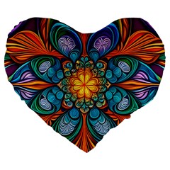 Schwarz Bunt Large 19  Premium Flano Heart Shape Cushions by 2607694c