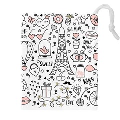 Big Collection With Hand Drawn Objects Valentines Day Drawstring Pouch (4xl) by Bedest