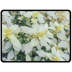 Enchanting Foliage Sharp Edged Leaves In Pale Yellow And Silver Bk Fleece Blanket (large) by dflcprintsclothing