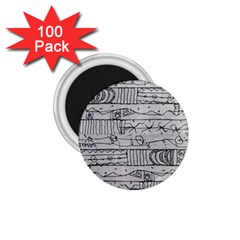 Black And White Hand Drawn Doodles Abstract Pattern Bk 1 75  Magnets (100 Pack)  by dflcprintsclothing