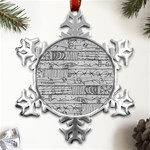 Black And White Hand Drawn Doodles Abstract Pattern Bk Metal Small Snowflake Ornament Front