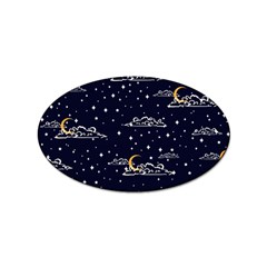 Hand Drawn Scratch Style Night-sky-with-moon-cloud Space Among-stars-seamless Pattern Vector Design Sticker Oval (100 Pack) by Ket1n9