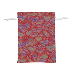 Love Hearts Valentines Connection Lightweight Drawstring Pouch (m) by Paksenen