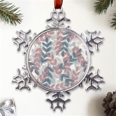 Leaves Pattern Background Nature Metal Large Snowflake Ornament by Loisa77