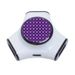 White pentacle and purple pattern 3-Port USB Hub Front