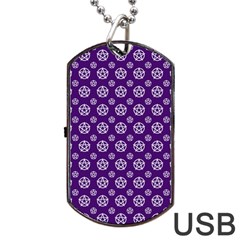White Pentacle And Purple Pattern Dog Tag Usb Flash (two Sides) by cheekywitch