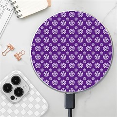 White Pentacle And Purple Pattern Wireless Fast Charger(white) by cheekywitch