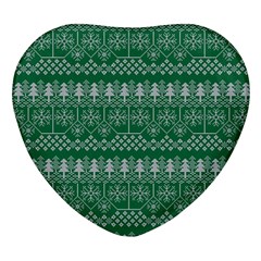 Christmas Knit Digital Heart Glass Fridge Magnet (4 Pack) by Mariart