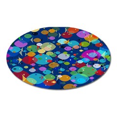 Illustrations Sea Fish Swimming Colors Oval Magnet by anzea