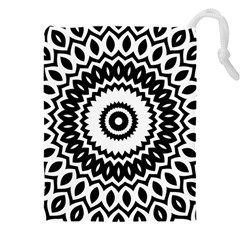 Circular Concentric Radial Symmetry Abstract Drawstring Pouch (4xl) by Proyonanggan