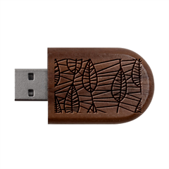 Autumn Leaf Mosaic Seamless Wood Oval Usb Flash Drive by Hannah976