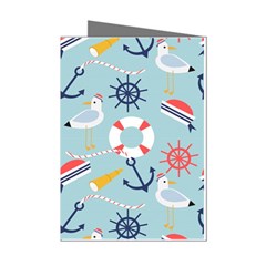 Nautical Marine Symbols Seamless Pattern Mini Greeting Cards (pkg Of 8) by Hannah976