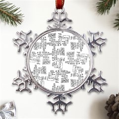 Blackboard Algorithms Black And White Pattern Metal Large Snowflake Ornament by dflcprintsclothing