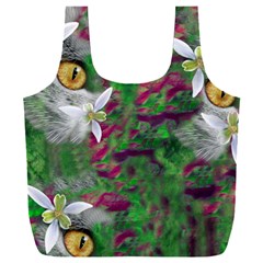 Illustrations Color Cat Flower Abstract Textures Full Print Recycle Bag (xxl) by anzea