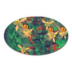 Illustrations Color Cat Flower Abstract Textures Orange Oval Magnet by anzea