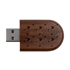 Flower White Pattern Floral Wood Oval Usb Flash Drive by anzea