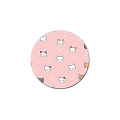 Cute Cat Cartoon Doodle Seamless Pink Pattern Golf Ball Marker by Grandong