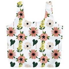 Flower White Pattern Floral Full Print Recycle Bag (xxl) by anzea