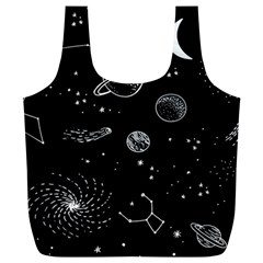 Black Space Drawing Art Planet Drawing Stars Black Space Galaxy Outer Space Full Print Recycle Bag (xl) by Perong