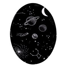 Black Space Drawing Art Planet Drawing Stars Black Space Galaxy Outer Space Oval Glass Fridge Magnet (4 Pack) by Perong